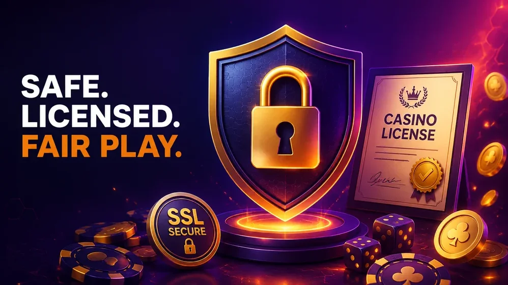 SSL padlock icon with casino licence badge
